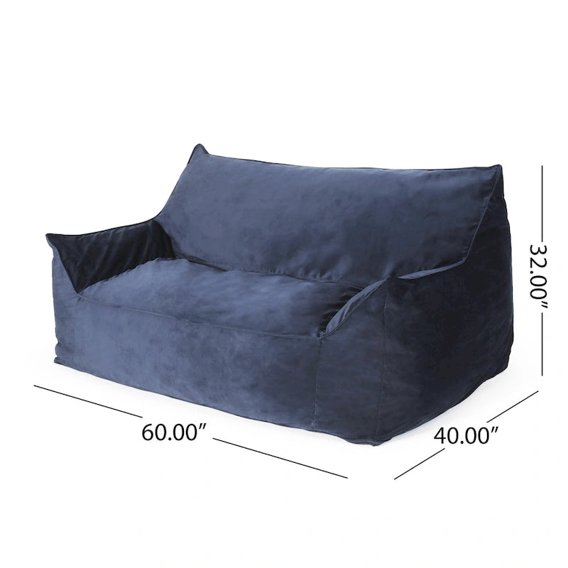 Velveteen 2 Seater Oversized Bean Bag Chair with Armrests