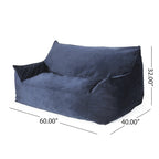 Velveteen 2 Seater Oversized Bean Bag Chair with Armrests