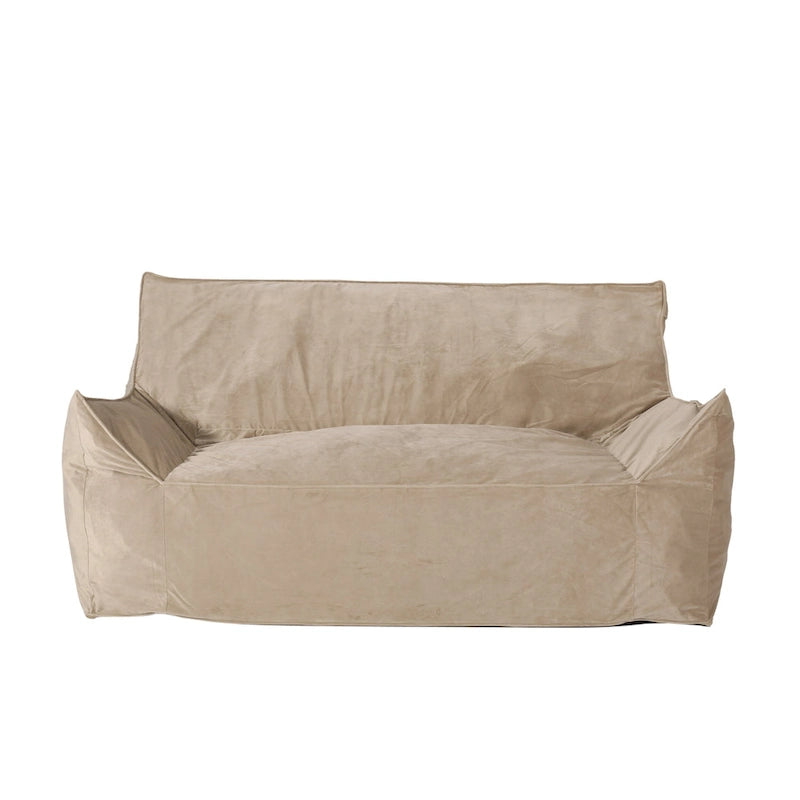 Velveteen 2 Seater Oversized Bean Bag Chair with Armrests