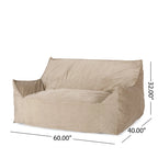Velveteen 2 Seater Oversized Bean Bag Chair with Armrests