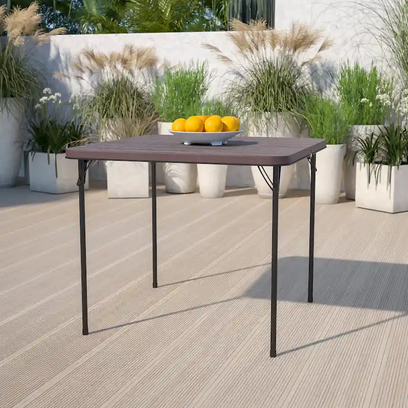 86 cm quadratischer, klappbarer Bi-Fold-Tisch aus Kunststoff mit Tragegriff