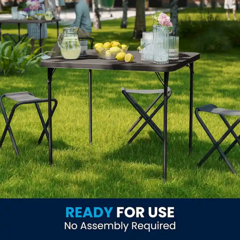 2.83-Foot Square Bi-Fold Plastic Folding Table with Carrying Handle