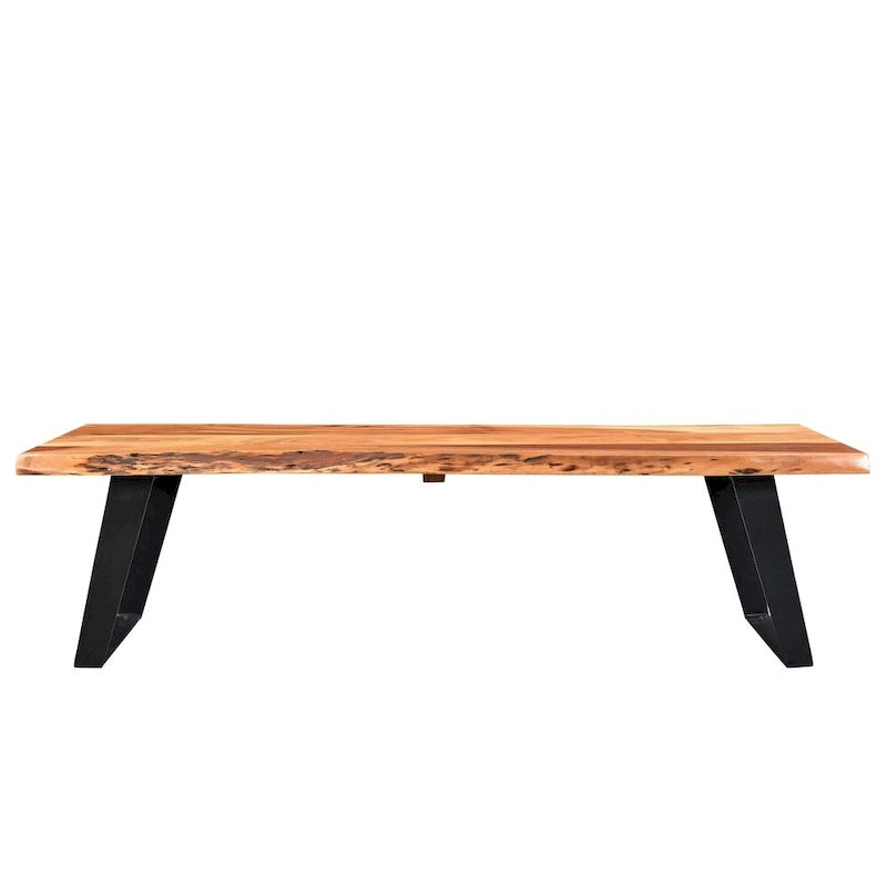 Handmade Live Edge Acacia Wood Bench (India)
