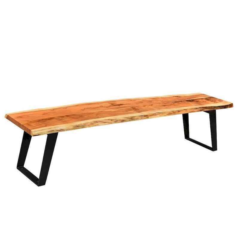 Handmade Live Edge Acacia Wood Bench (India)