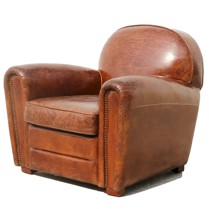Genuine Leather Club Chair, Brown