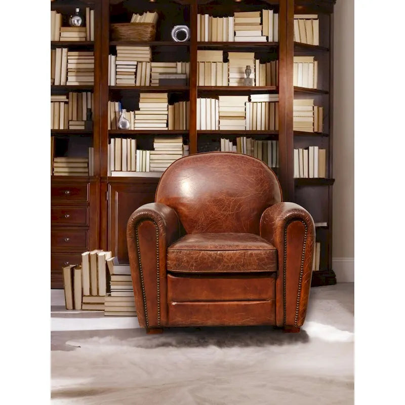 Genuine Leather Club Chair, Brown