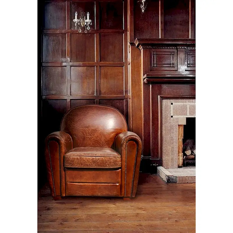 Genuine Leather Club Chair, Brown