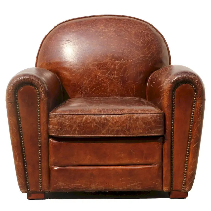 Genuine Leather Club Chair, Brown