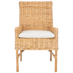 Coastal Rattan Accent Chair with Cushion - 18.5 W x 22.8 L x 38.2 H - 19Wx23Dx38H
