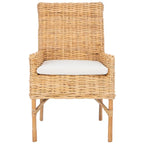 Coastal Rattan Accent Chair with Cushion - 18.5 W x 22.8 L x 38.2 H - 19Wx23Dx38H