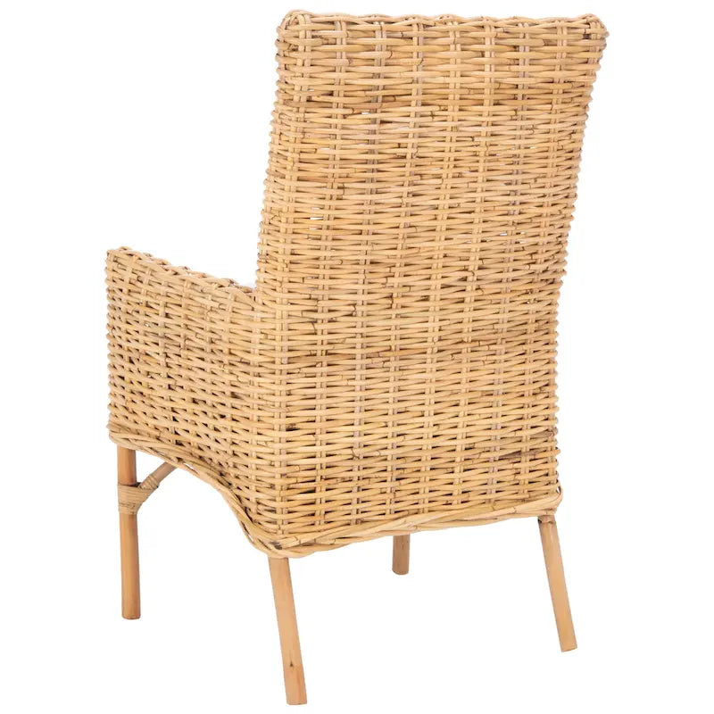 Coastal Rattan Accent Chair with Cushion - 18.5 W x 22.8 L x 38.2 H - 19Wx23Dx38H