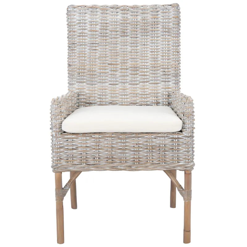Coastal Rattan Accent Chair with Cushion - 18.5 W x 22.8 L x 38.2 H - 19Wx23Dx38H