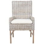 Coastal Rattan Accent Chair with Cushion - 18.5 W x 22.8 L x 38.2 H - 19Wx23Dx38H