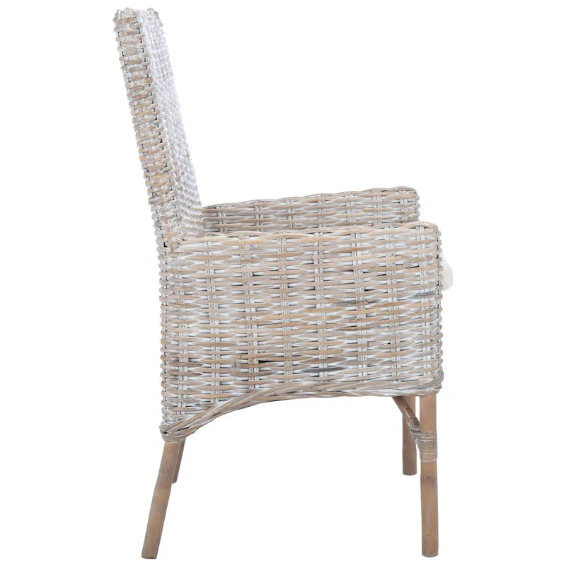 Coastal Rattan Accent Chair with Cushion - 18.5 W x 22.8 L x 38.2 H - 19Wx23Dx38H