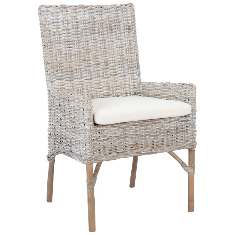 Coastal Rattan Accent Chair with Cushion - 18.5 W x 22.8 L x 38.2 H - 19Wx23Dx38H