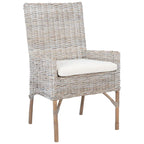 Coastal Rattan Accent Chair with Cushion - 18.5 W x 22.8 L x 38.2 H - 19Wx23Dx38H