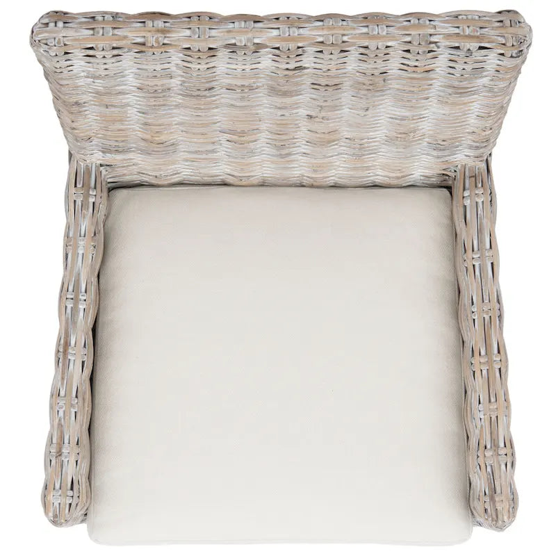 Coastal Rattan Accent Chair with Cushion - 18.5 W x 22.8 L x 38.2 H - 19Wx23Dx38H