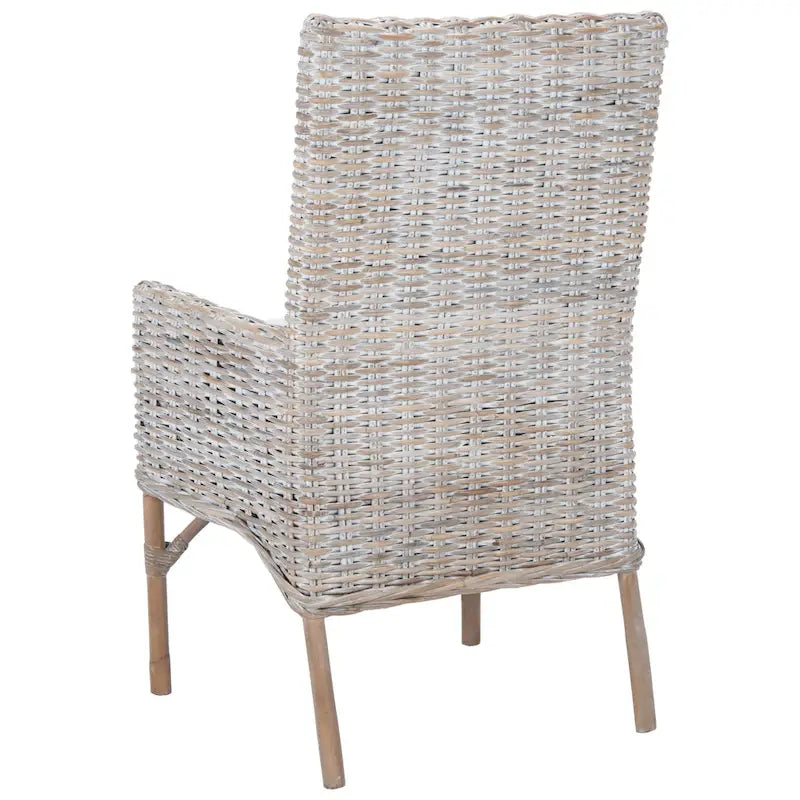 Coastal Rattan Accent Chair with Cushion - 18.5 W x 22.8 L x 38.2 H - 19Wx23Dx38H
