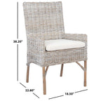 Coastal Rattan Accent Chair with Cushion - 18.5 W x 22.8 L x 38.2 H - 19Wx23Dx38H