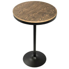 43 Natural Brown Black Metal Round Dakota Industrial Adjustable Bar / Dinette Table