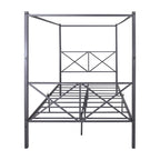 Full Size Metal Canopy Bed Frame with X Shaped Frame