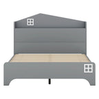 Wooden Full Size House Bed with Storage Headboard
