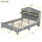 Wooden Full Size House Bed with Storage Headboard