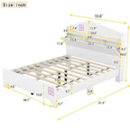 Wooden Full Size House Bed with Storage Headboard