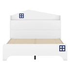 Wooden Full Size House Bed with Storage Headboard