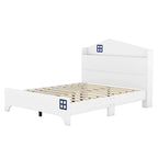 Wooden Full Size House Bed with Storage Headboard