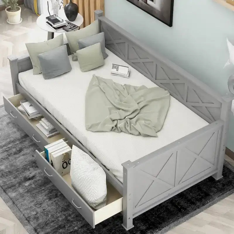Twin Size Wooden Modern and Rustic Casual Style Daybed