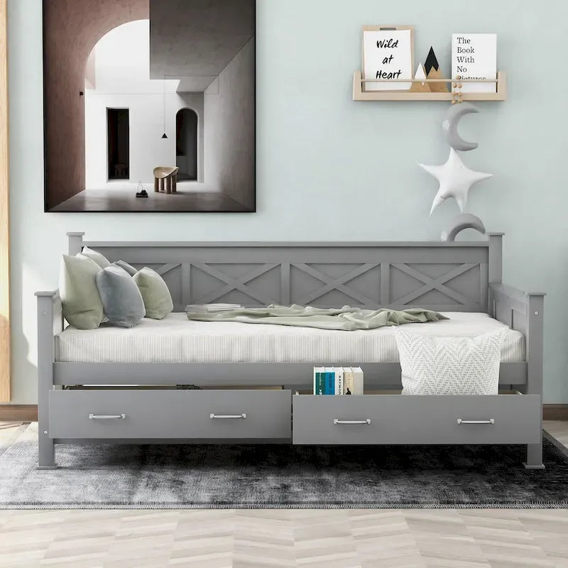 Twin Size Wooden Modern and Rustic Casual Style Daybed