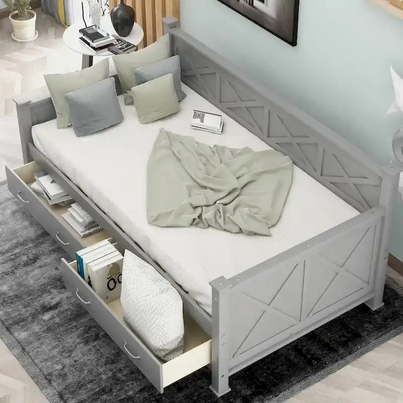 Twin Size Wooden Modern and Rustic Casual Style Daybed