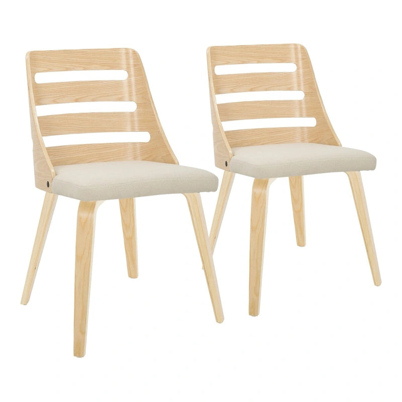 Dining/Accent Chair with Bent Wood Legs (Set of 2)