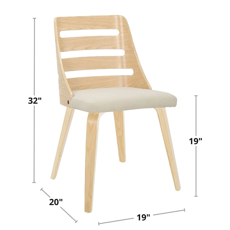 Dining/Accent Chair with Bent Wood Legs (Set of 2)