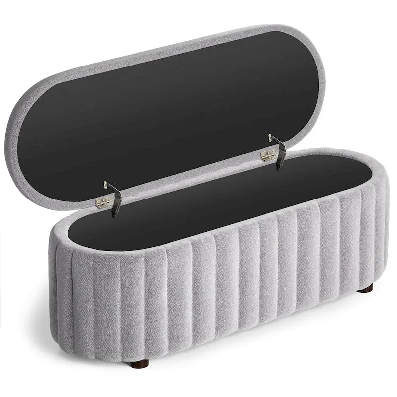 46.1 Upholstered Storage Ottoman Bench with Safety Hinge for Bedroom, Living Room, Entryway
