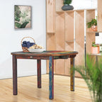 Round Dining Table made from Recycled Teak Wood Boats, 48 inch - Multi