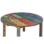 Round Dining Table made from Recycled Teak Wood Boats, 48 inch - Multi