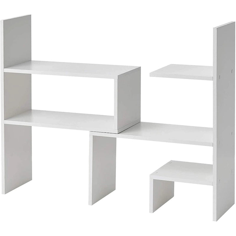 Compact Adjustable Dorm Desk Bookshelf - White