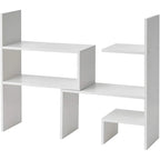 Compact Adjustable Dorm Desk Bookshelf - White