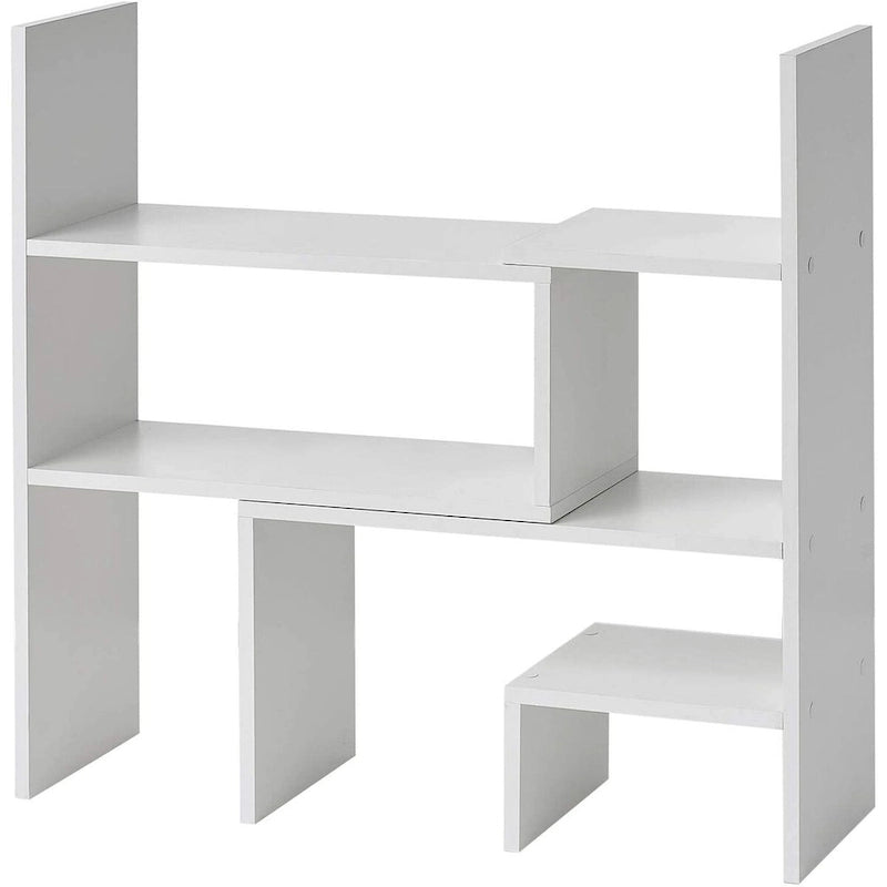 Compact Adjustable Dorm Desk Bookshelf - White