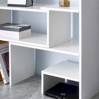Compact Adjustable Dorm Desk Bookshelf - White