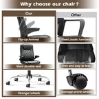 Executive PU Leather Swivel Office Chair with Flip-Up Arms Ergonomic
