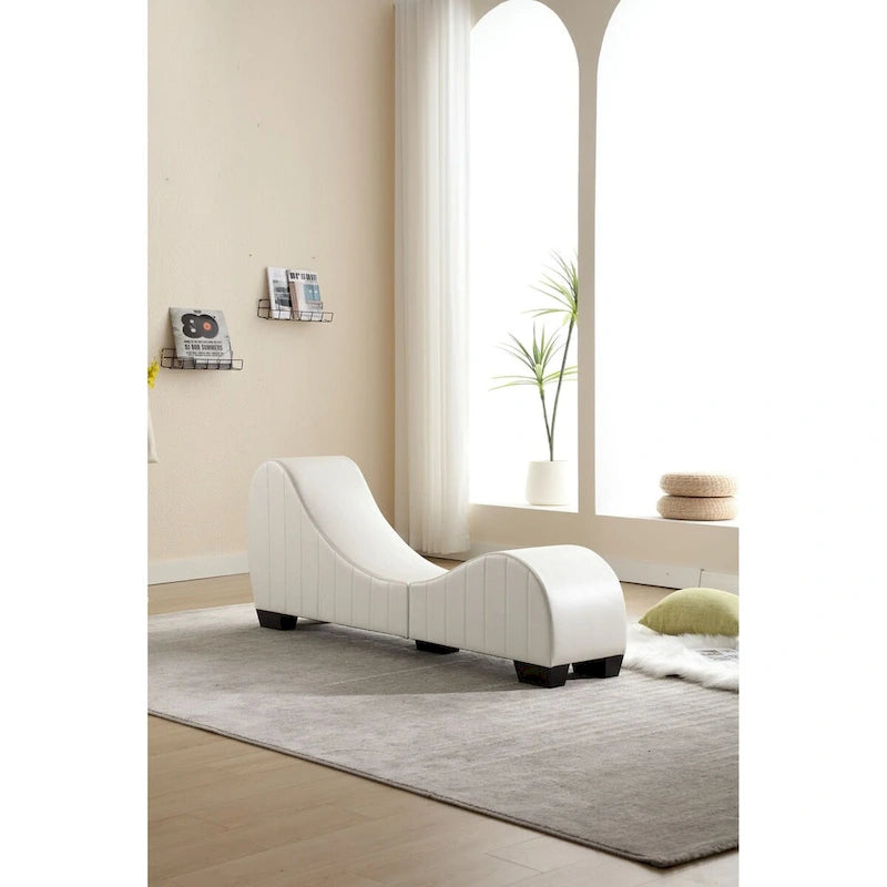 Yoga Chaise Lounge Collection for Stretching & Relaxation Modern Faux Leather Curved Sofa