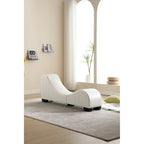 Yoga Chaise Lounge Collection for Stretching & Relaxation Modern Faux Leather Curved Sofa