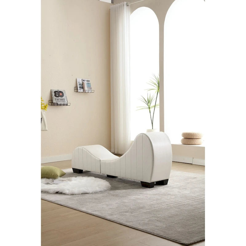 Yoga Chaise Lounge Collection for Stretching & Relaxation Modern Faux Leather Curved Sofa