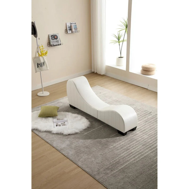 Yoga Chaise Lounge Collection for Stretching & Relaxation Modern Faux Leather Curved Sofa