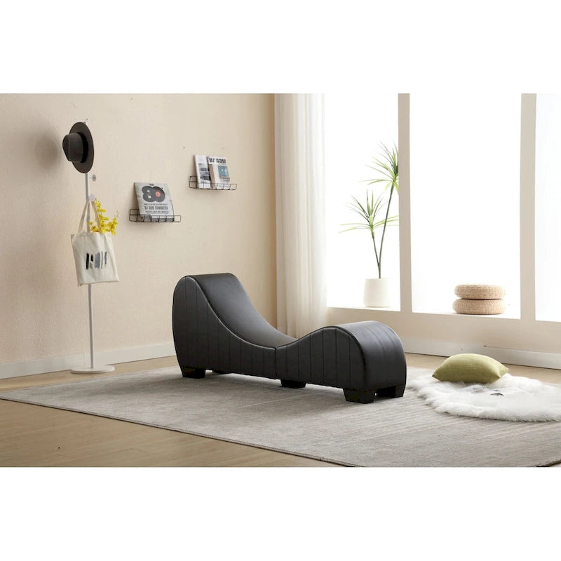 Yoga Chaise Lounge Collection for Stretching & Relaxation Modern Faux Leather Curved Sofa
