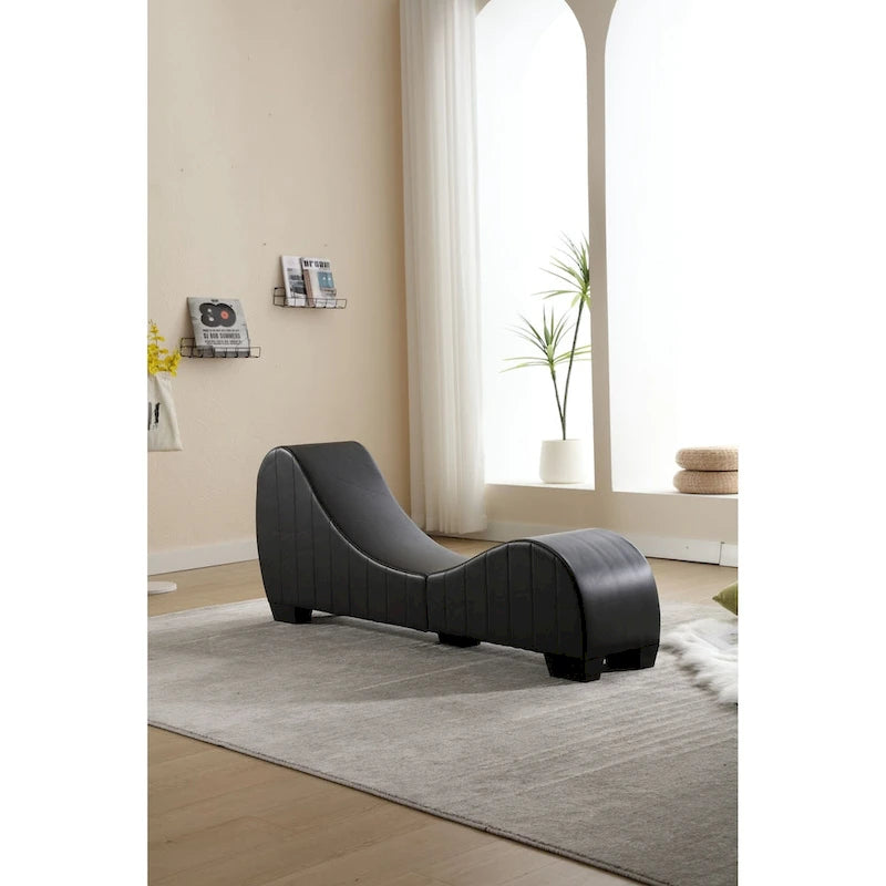 Yoga Chaise Lounge Collection for Stretching & Relaxation Modern Faux Leather Curved Sofa