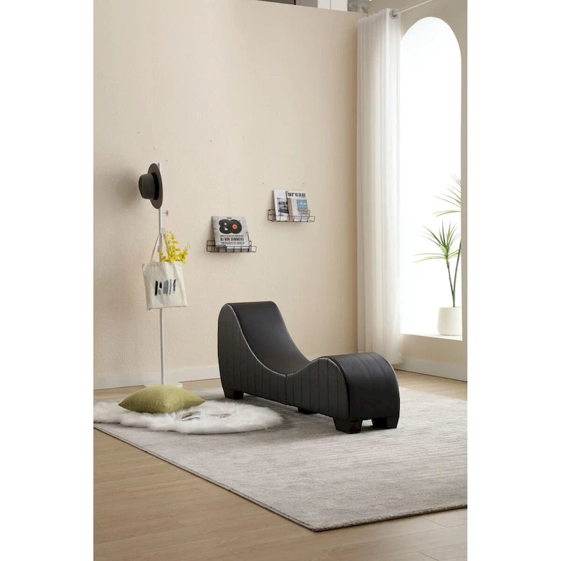Yoga Chaise Lounge Collection for Stretching & Relaxation Modern Faux Leather Curved Sofa
